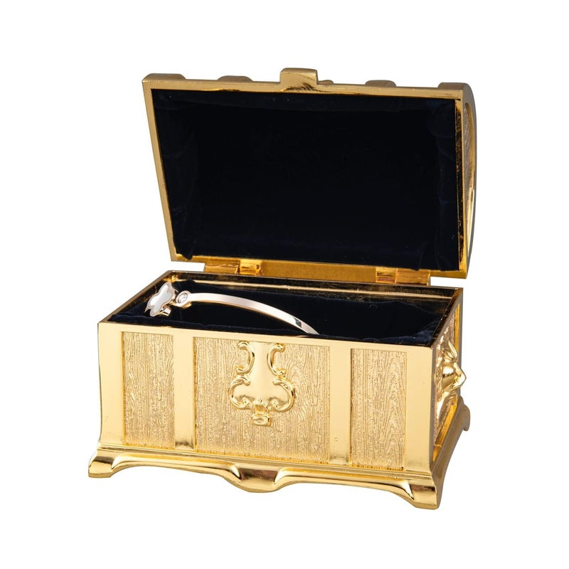 Feyarl 3.9inch Vintage Gold Treasure Box Jewelry Trinket Organizer Collection Keepsake Ring Earrings Decorative Box Stones Chest Case for Girl Women - Image 4